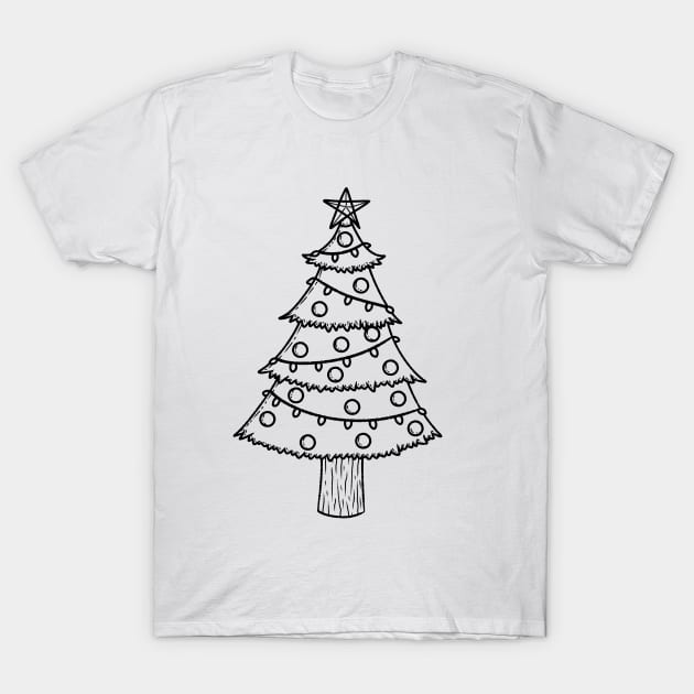 Christmas tree lineart version T-Shirt by KammyBale